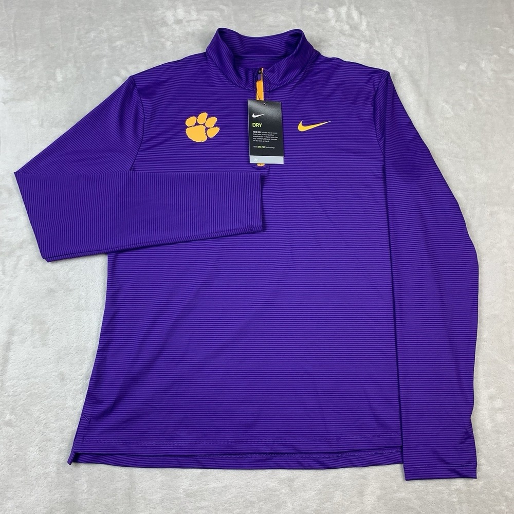New Nike Clemson Tigers Dri Fit 1/4 Zip Pullover Women's Medium Purple CW7267 - Picture 2 of 7